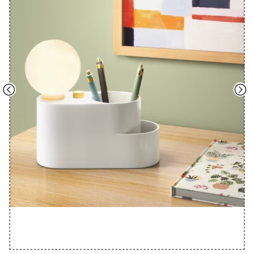 Elegant White Desk Organizer with LED Sphere - Picture 4 of 4